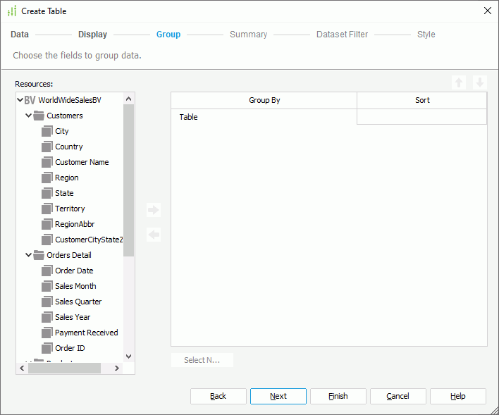 Create Table - Group
