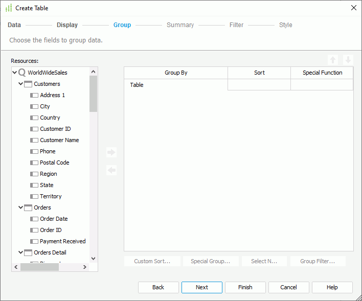 Create Table - Group