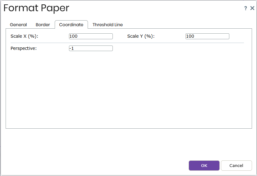Format Paper dialog box - Coordinate tab