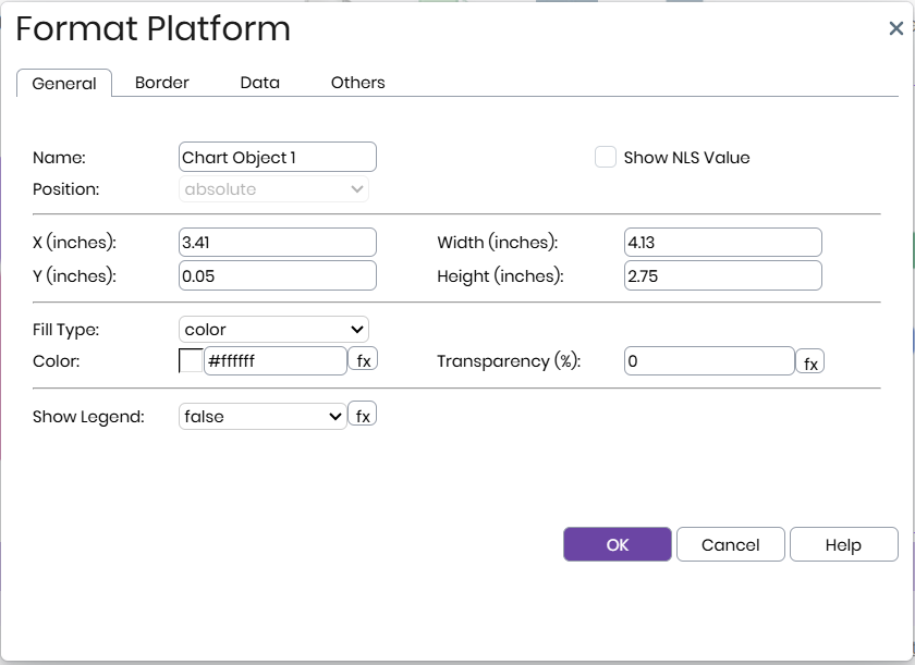 Format Platform dialog box - General tab
