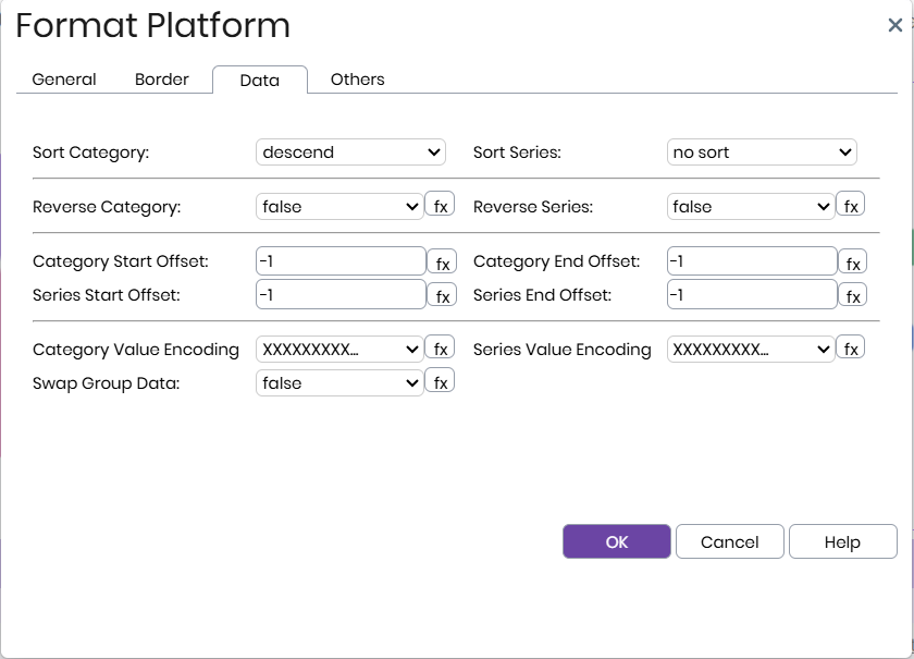 Format Platform dialog box - Data tab